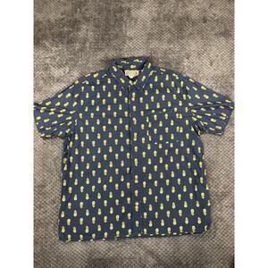 Duluth Trading Co. Camp Shirt Pineapples Short Sleeve Button Up Mens Sz XL